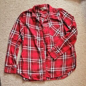 Pink Rose Red Plaid Long Sleeve Shirt